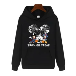 Sudadera con capucha de dibujos animados de Disney para mujer, jersey con estampado de Mickey y Minnie, TRIKC o TREAT, Y2k, Harajuku, Otoño e Invierno