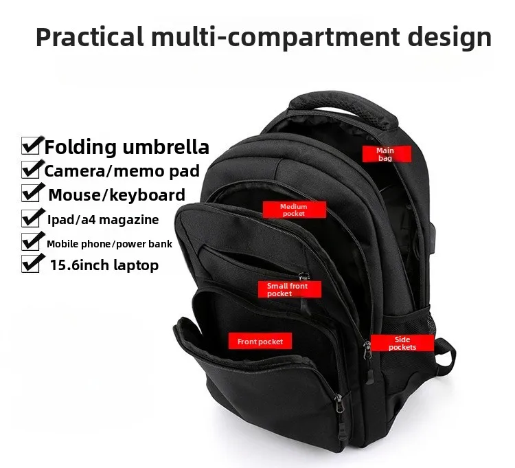 The New Men's Business Backpack Is Simple and Versatile, A Laptop Bag, and A Multi-functional Large-capacity Travel Backpack