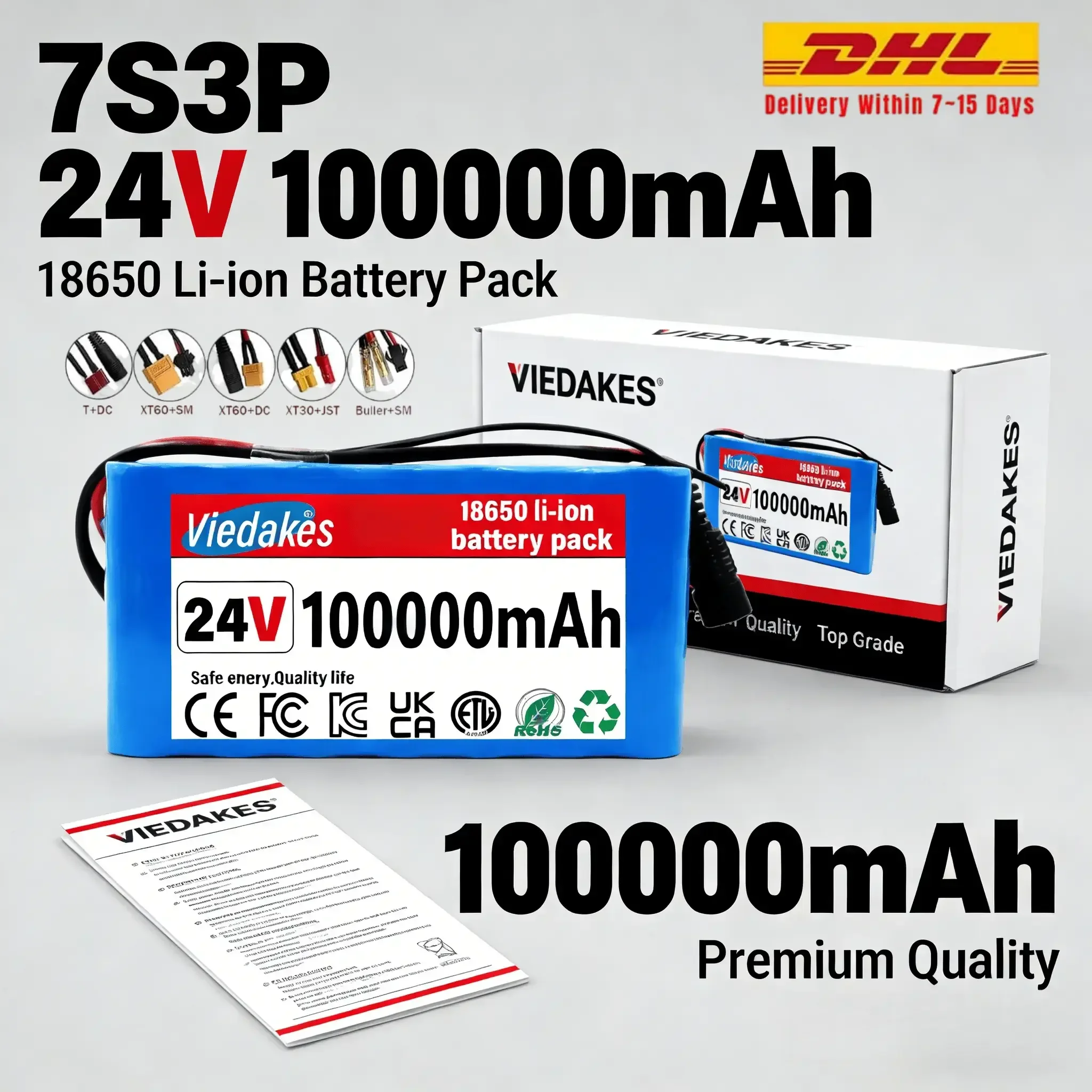 

All-Weather 7S3P 18650 Li-ion Battery Pack Temperature Resistant 24V 10Ah for 24v lithium wheelchair battery Outdoor Mobility
