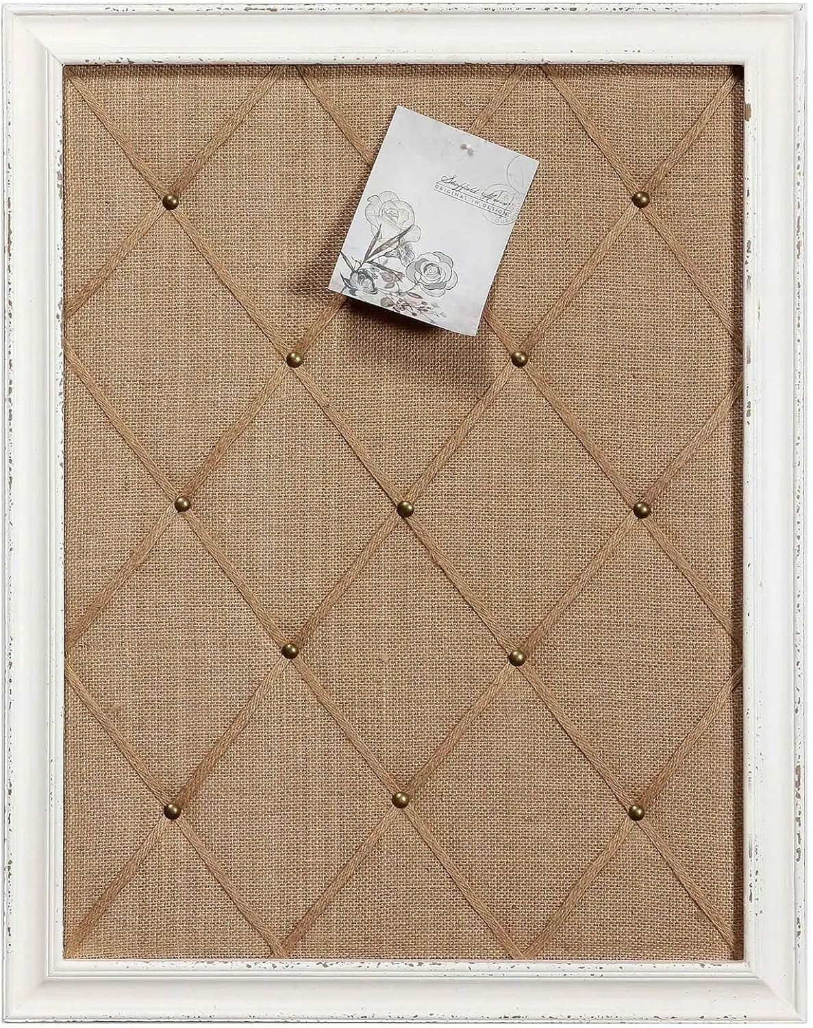

White Linen Bulletin Board 21x27 Inch, Cork Memo Board for Wall, Farmhouse Decor