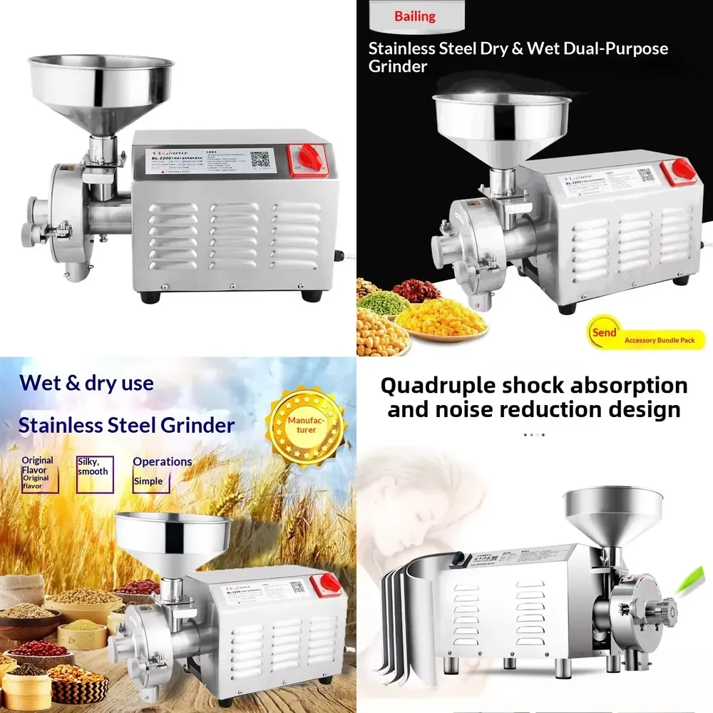 Stainless Steel Five-grain Commercial Electric Flour Mill with Large Capacity for Seasoning Powder Soybean Processing