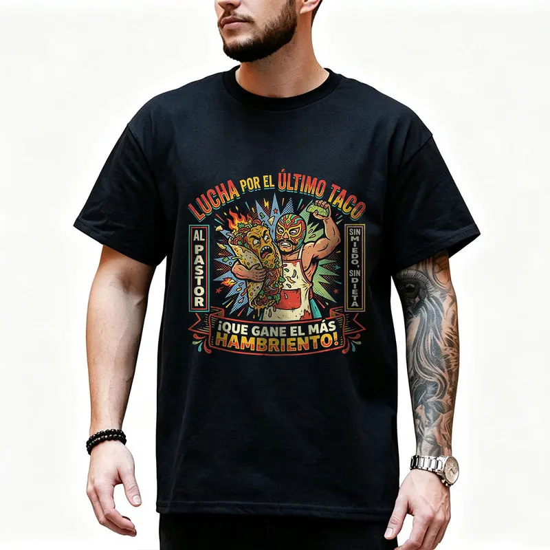 Funny Mexican Street Food Taco Graphic T Shirt 0912 Retro Dark Humor Mexican Culture Halloween Alternative Art Tee S-6XL