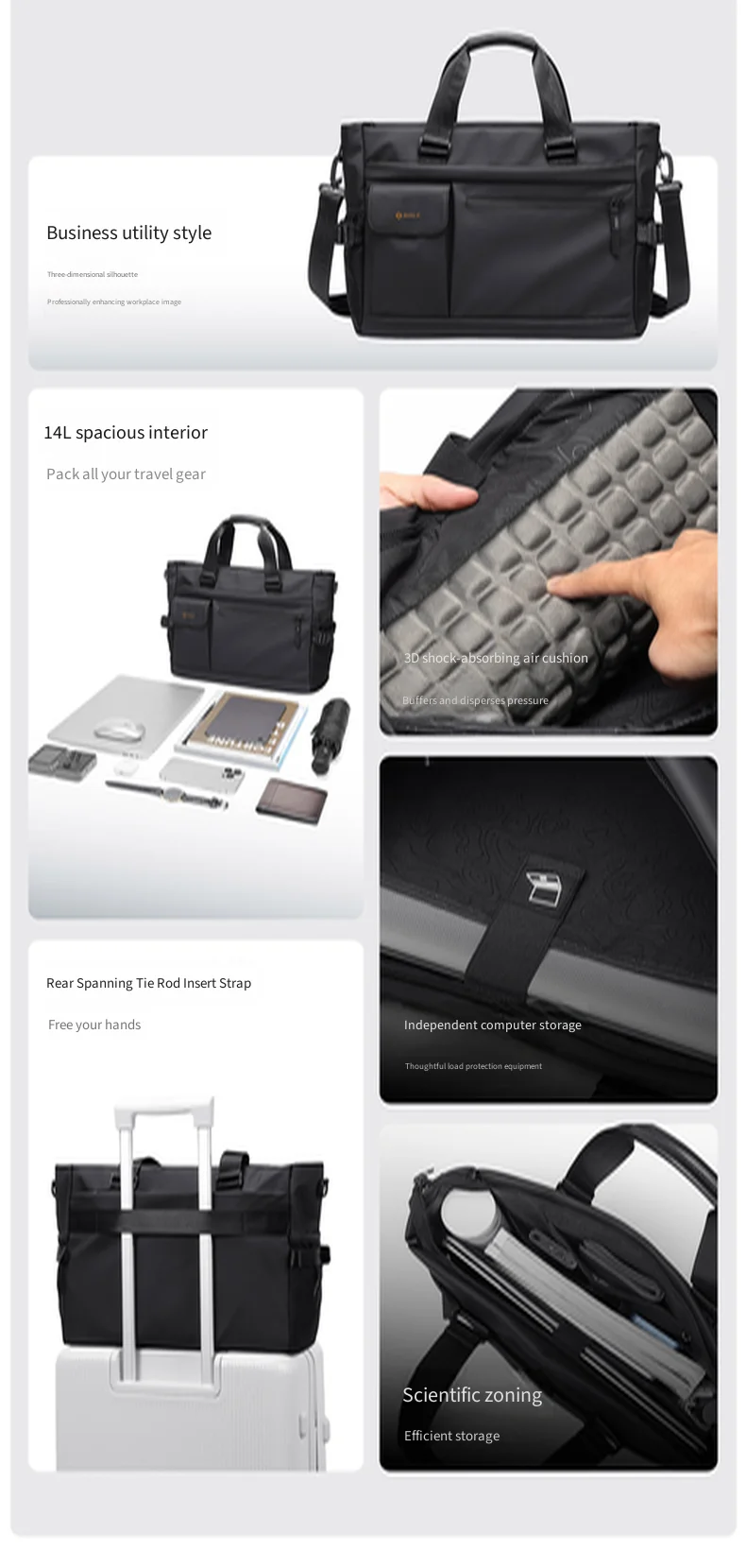 GOLF QUALITY Large Capacity Men's Briefcase 15.6" Business Travel Laptop Bag Casual Handheld File Multi-functional Office Bag