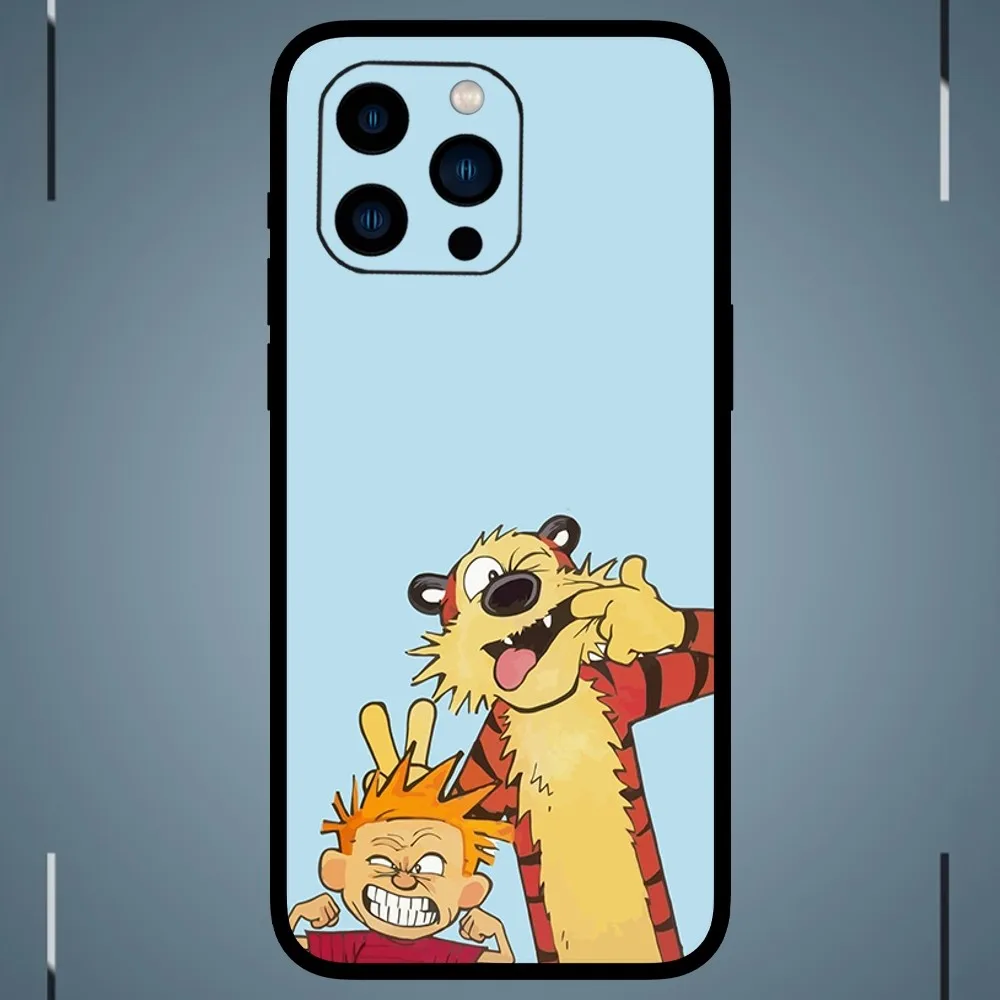 Cartoon C-Calvin and H-Hobbes Phone Case For iPhone 15 14 13 12 11 Pro Max mini XS XR X 8 Plus SE Cover