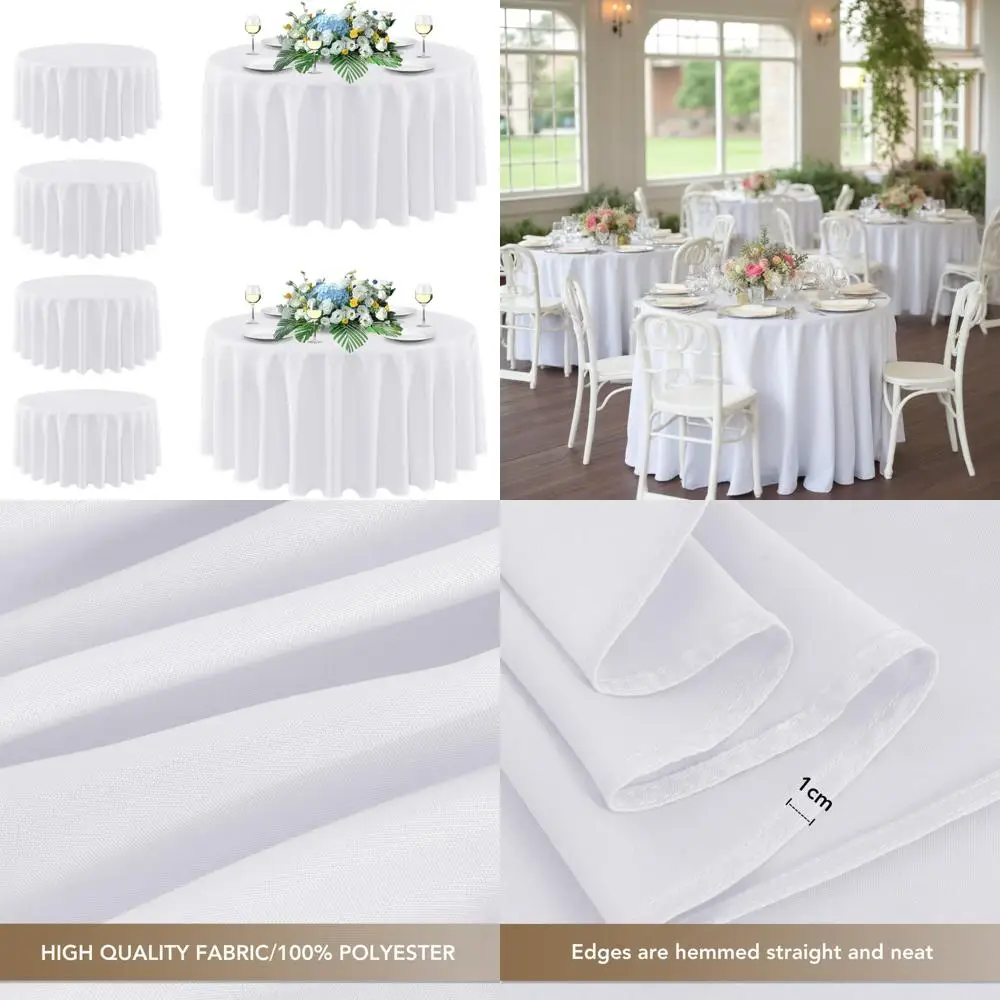 

Round Polyester Tablecloths 108 Inch Diameter, 6 Pack - Elegant Circle Table Covers for Weddings, Parties, and Banquets