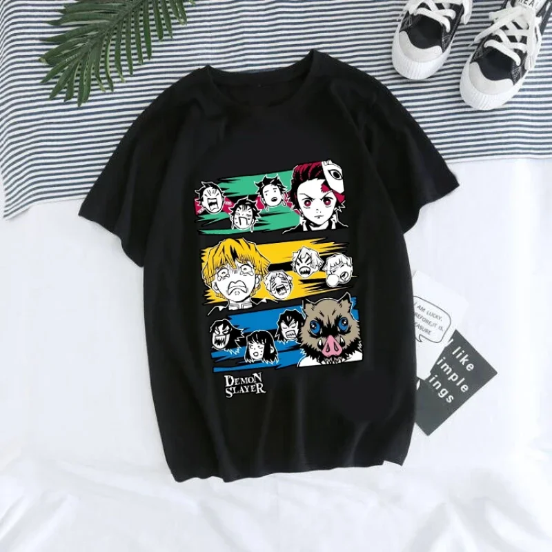 Kawaii Print T Shirt Japanese Anime Kimetsu No Yaiba Nezuko Tee High Street Fashion Casual Loose O-neck Short Sleeve Unisex Top