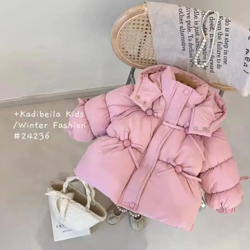 

Теплое пальто для девочек, осенне-зимняя стеганая куртка, однотонные топы с капюшоном, детская одежда для детей от 7 до 12 лет, новая мода, милый стиль