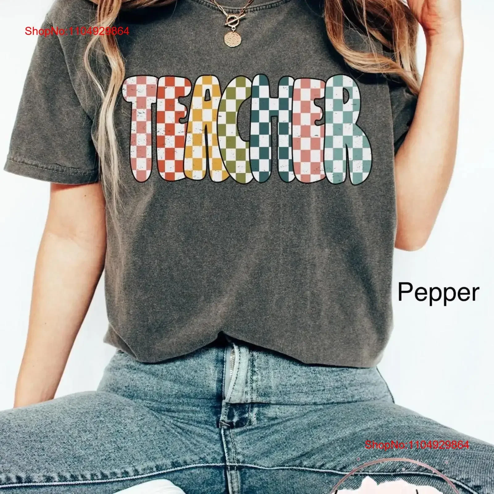 

Футболка в клетку для учителя в стиле ретро, модные топы для школьного персонала, винтажная стираная уличная одежда с графикой, дышащая