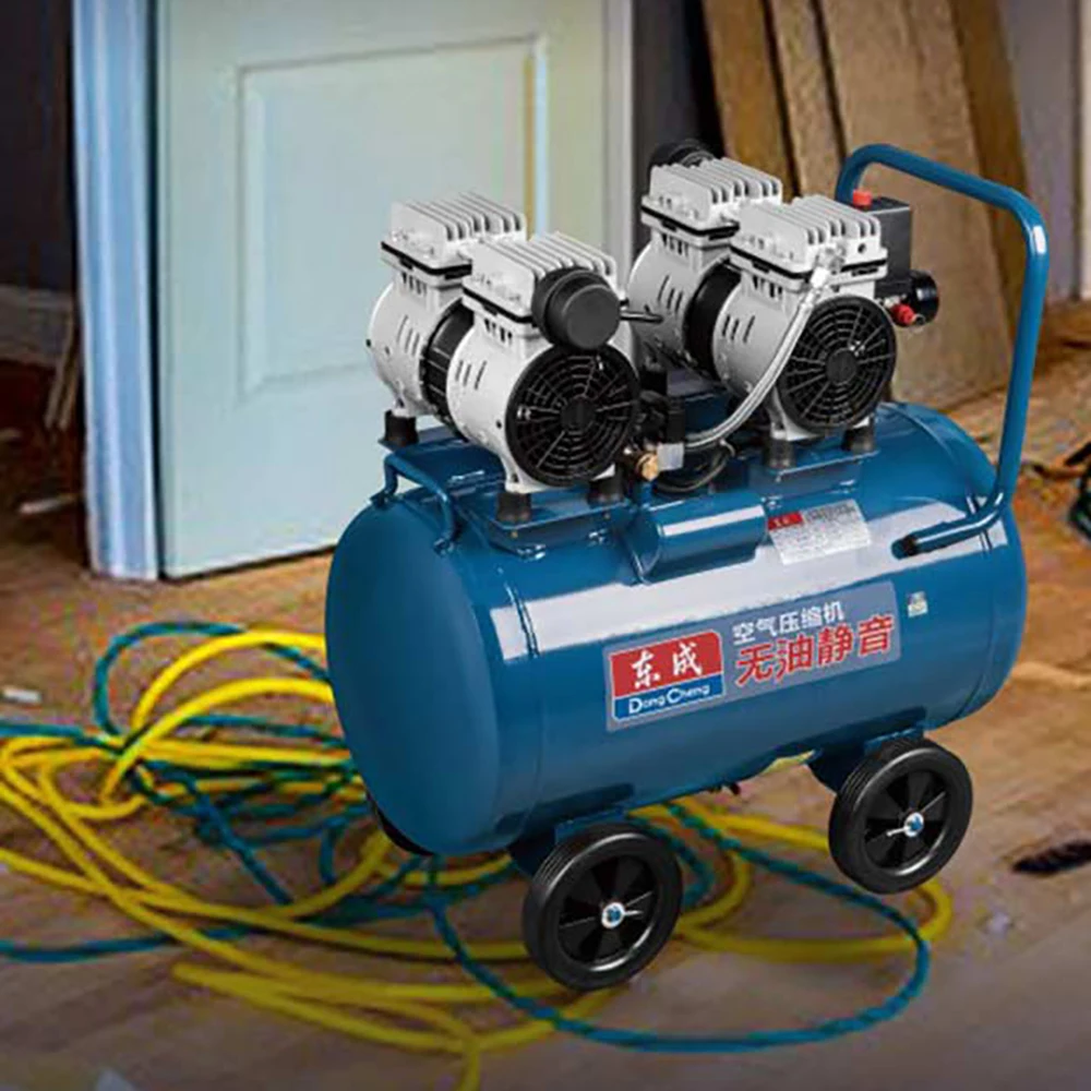 DongCheng Q1E-FF02-2850L Oil-free Low-noise Air Compressor Piston Pump with 50L Tank 95L/min Output 220V 50Hz Pneumatic Tools