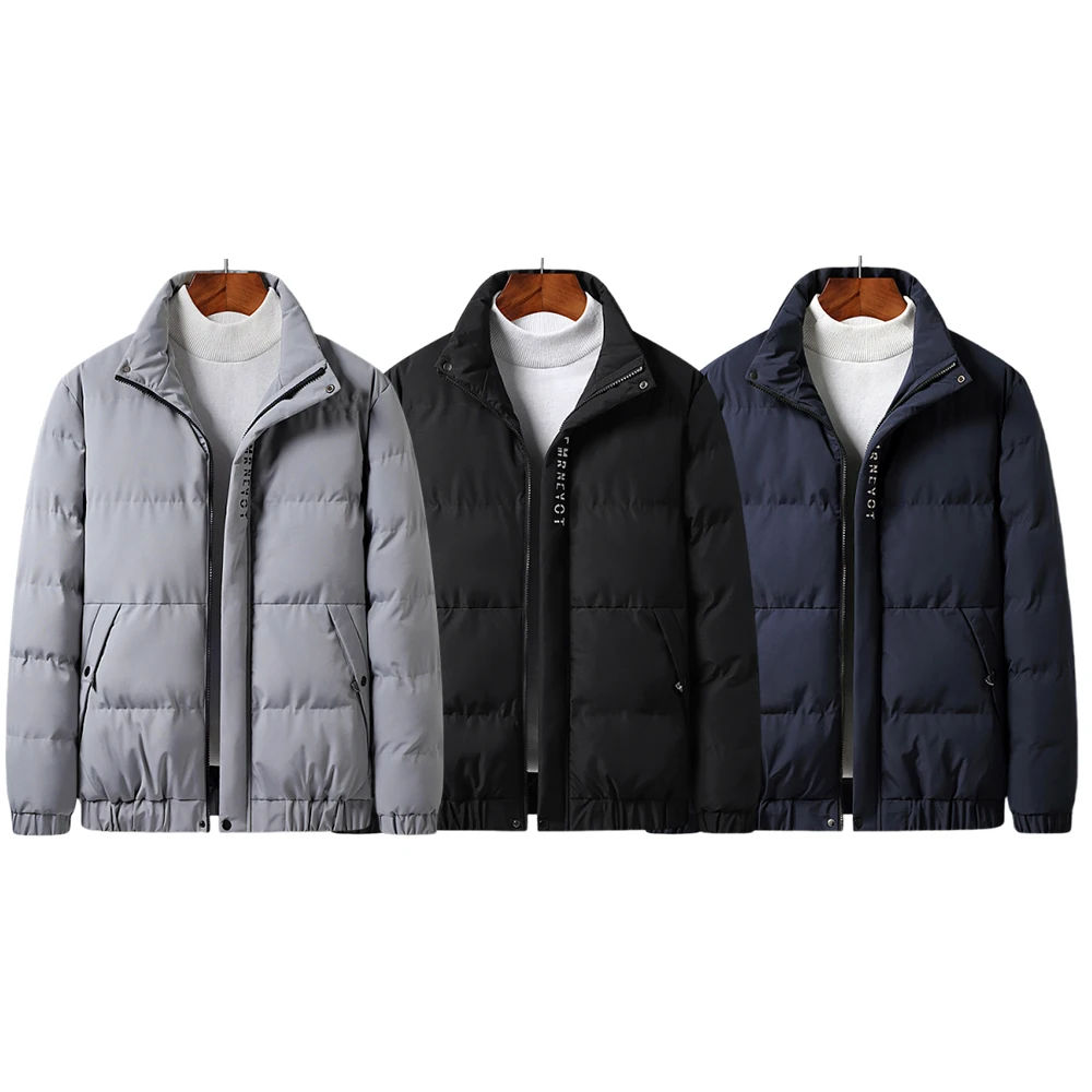 

Мужская короткая куртка из грубого хлопка, зимняя куртка на хлопковой подкладке, зимнее пальто с высоким воротником, теплая повседневная ветрозащитная куртка на толстой подкладке