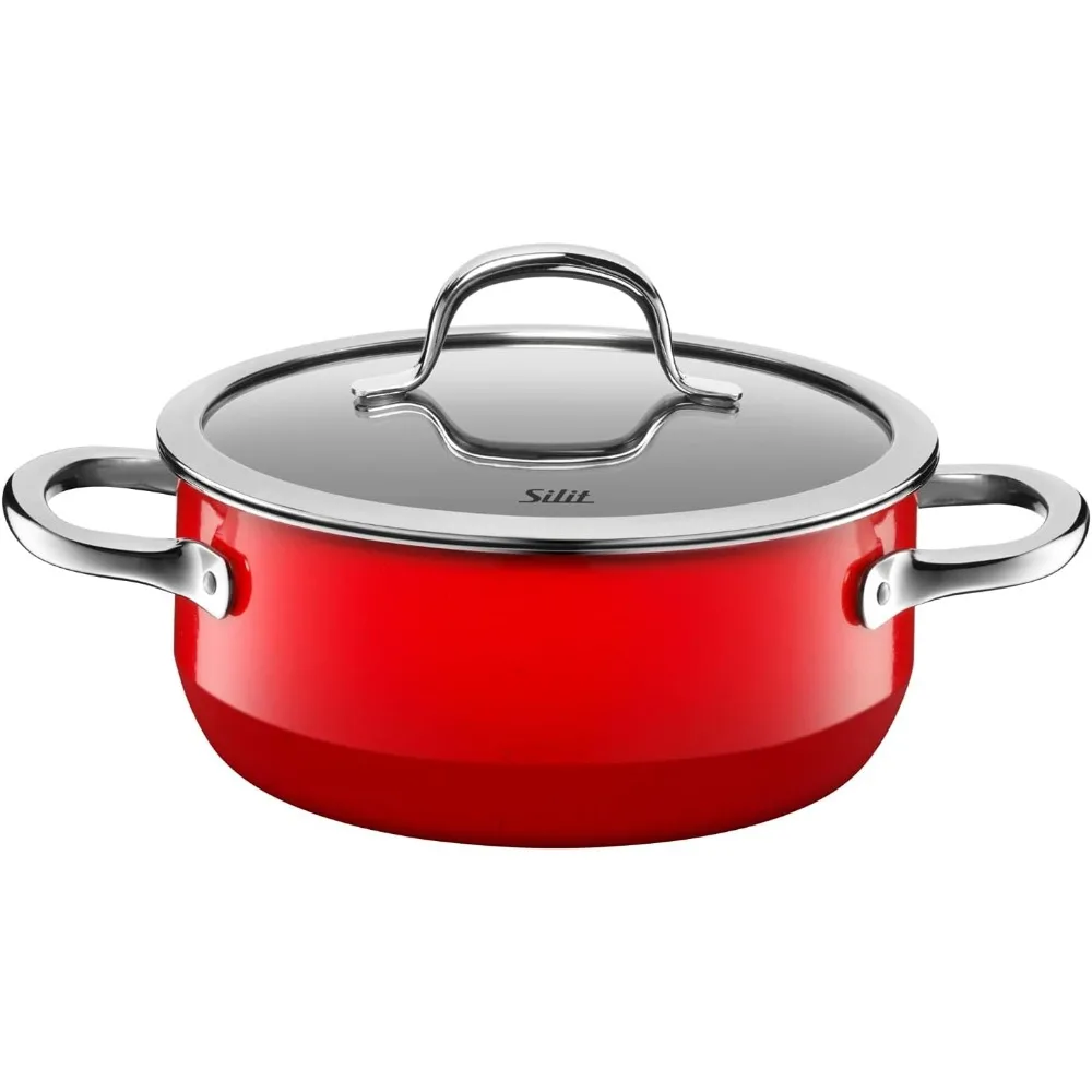 

Pot Ø 20 cm Approx. 2.4L Passion Red Pouring Rim Hollow Handles Glass Lid Silargan Functional Ceramic Suit