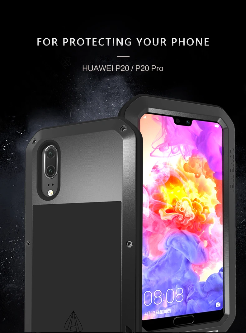 Imagem -05 - Love Mei-poderoso Metal Impermeável Case para Huawei P20 Pro Capa à Prova de Choque Proteção de Alumínio Gorila Vidro