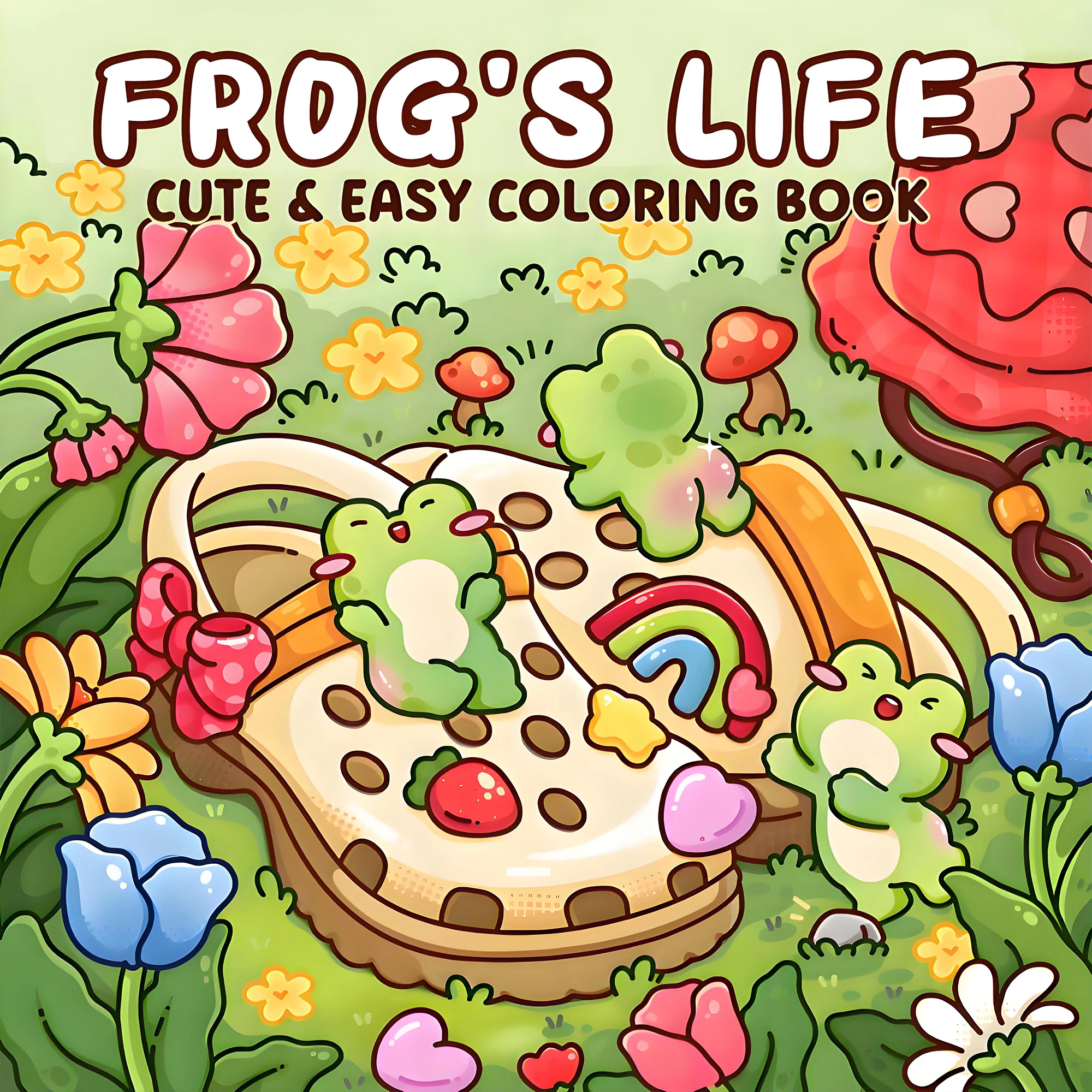 

Mini Frog Life Coloring Book - 24 Pages of Charming Green Mood Illustrations for Easter Celebrations & Labor Day Activities