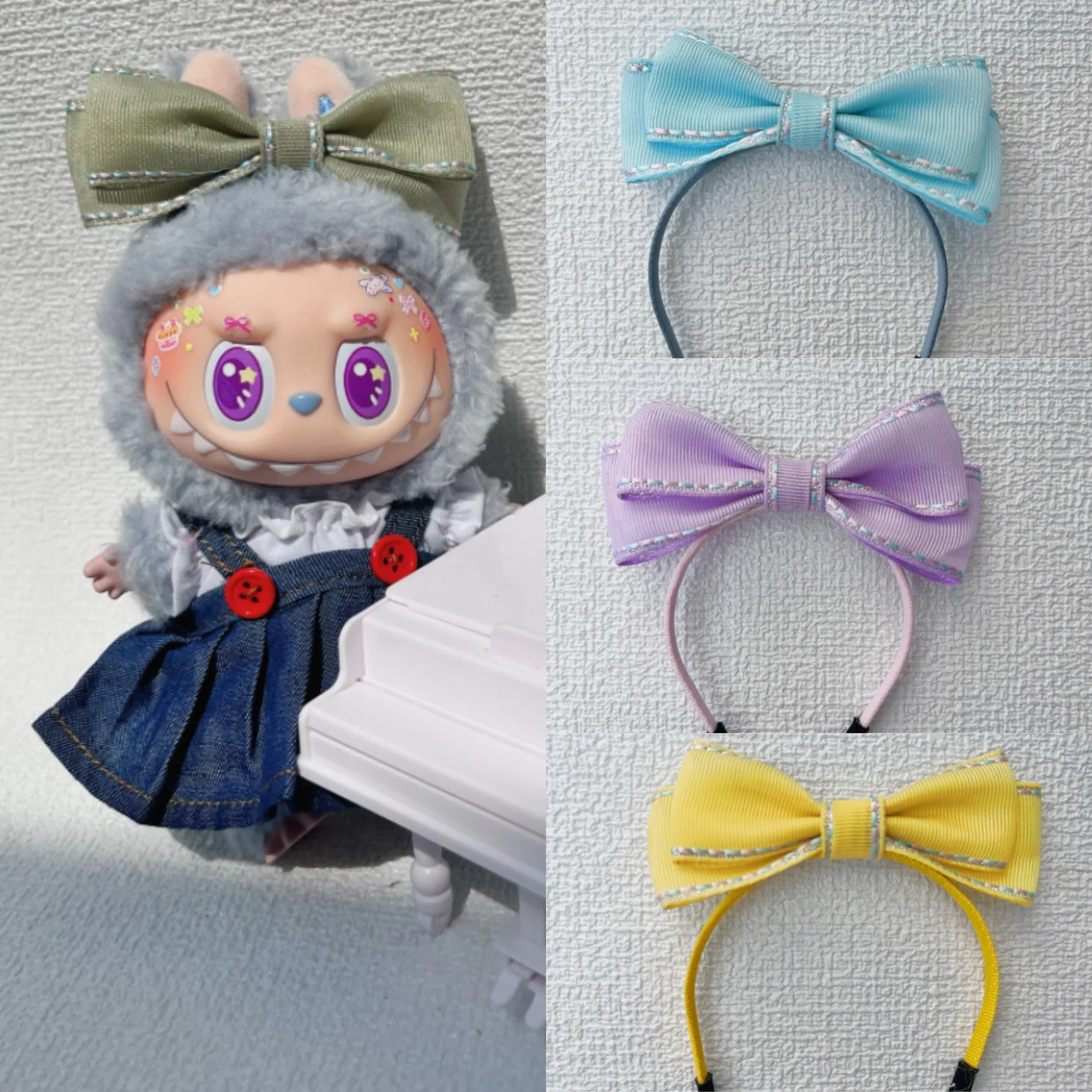 

17cm Labubu 1-3 Gen Doll Outfits | Bowknot Hair Accessory | Clothes for Labubu Plush Pendants Accessories