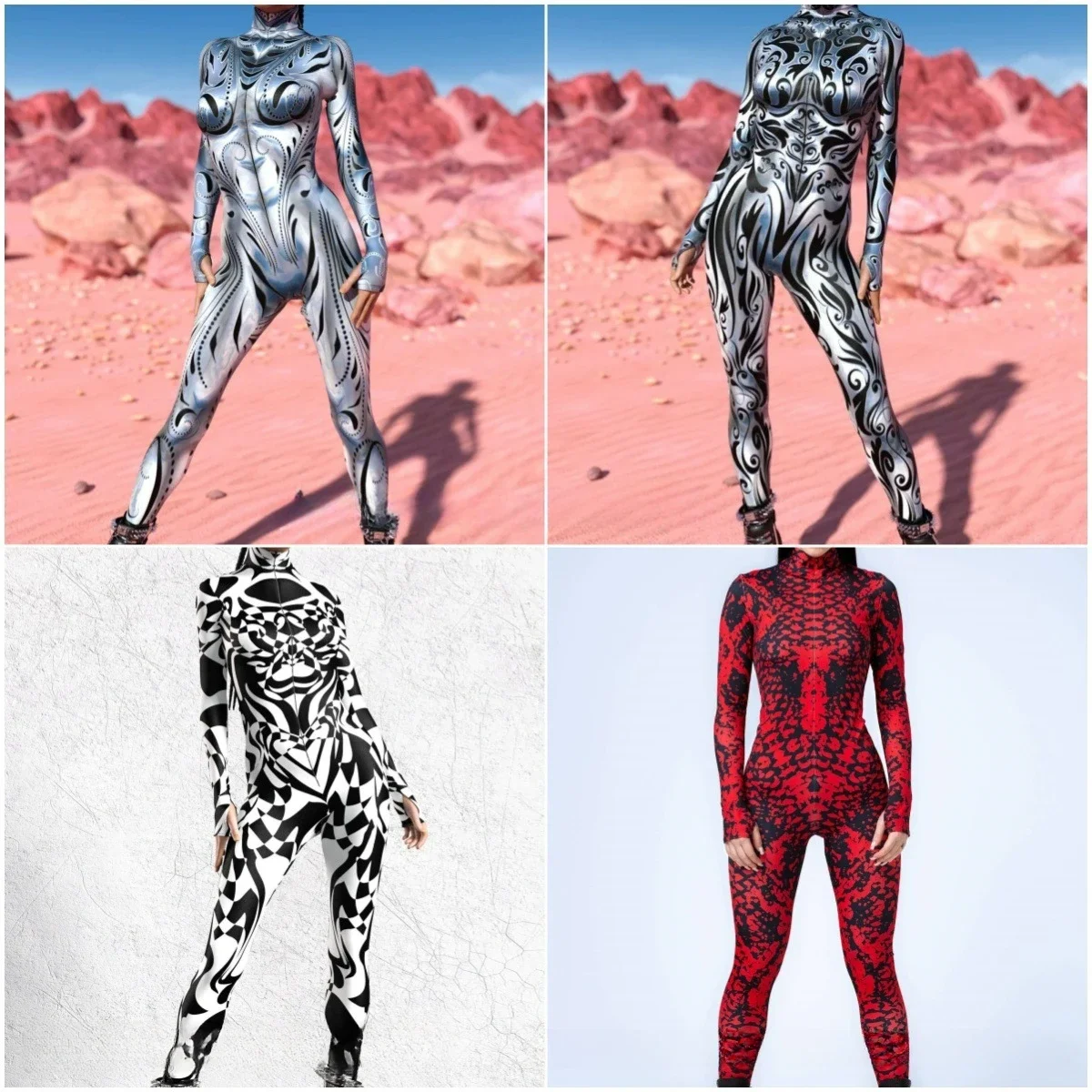 Frauen Psychedelic Mesh Cosplay Overall Halloween Catsuit Mesh Festival Party Zentai Anzug Rave Einzigartige Anzüge Burning Man Body