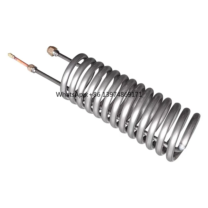 1pc Titanium tube evaporator, straight titanium tube heat exchanger. 1-5HP chiller seafood fresh water fish tank heat exchanger.