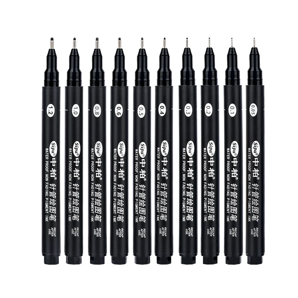 COFA  8Pcs Black Thin Liner Pens Mini Liner Fineliner Drawing Pens for Artist Illustration Technical Drawing Documents