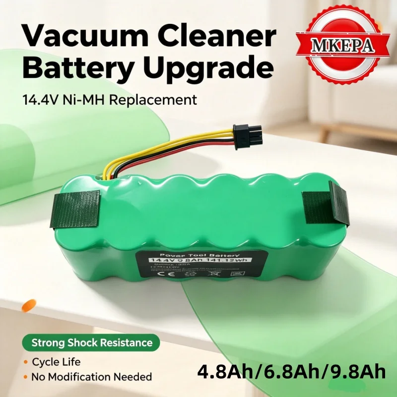 New Upgraded Sweeping Robot Replacement Battery 14.4V 4800‑9800mAh Nickel Hydrogen Battery Fit For Panda/Haier/Ecovacs/Dibea