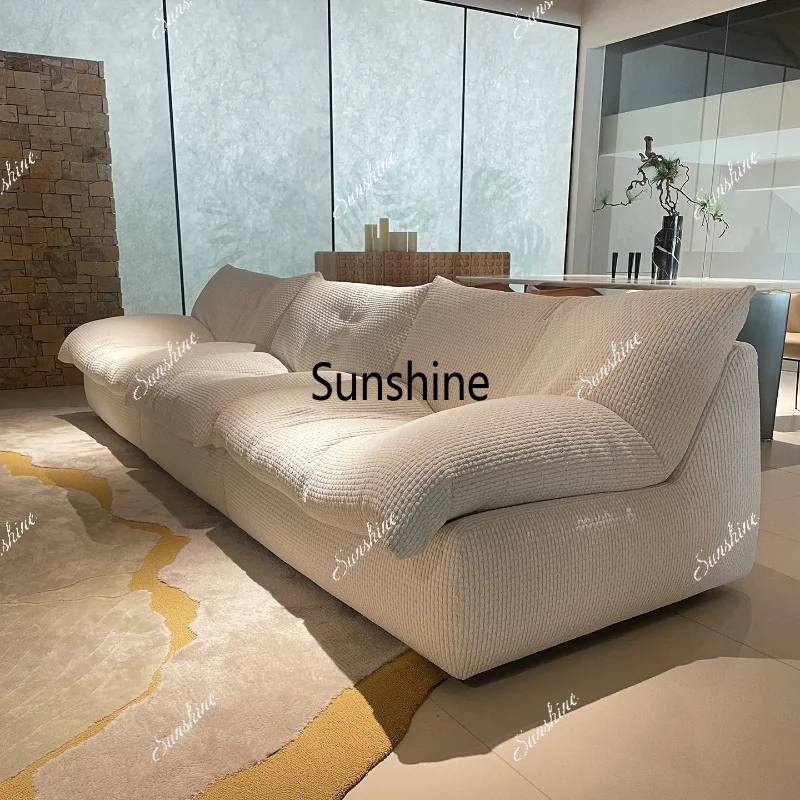 Light French retro design, removable and washable straight row, cream wind cotton and linen fabric sofa