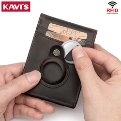 Men Genuine Leather Money Clip Minimalist Cash Holder Wallet Slim RFID Billfold Cardholder Case Male Front Pocket Money Bag