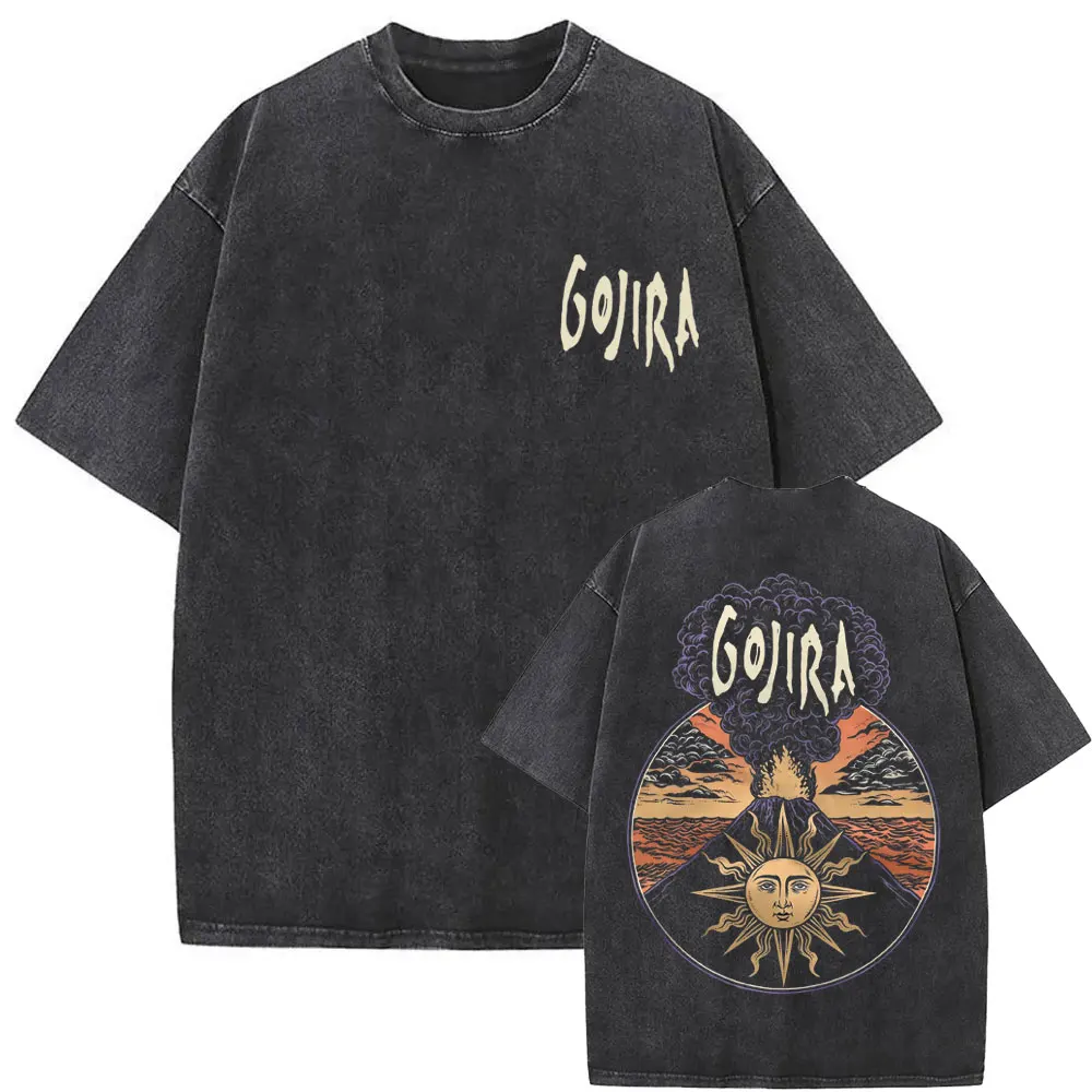 Gewaschen Vintage Metal Rock Band Gojira T-shirt Magma T Hemd Fortitude T-shirts Männer Frauen Mode Übergroßen T Shirts Streetwear