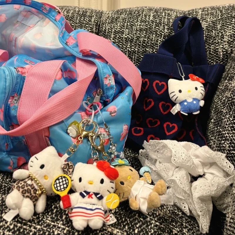 Uroczy Tenis Limited Anime Kawaii Hello Kitty Lalka Zawieszka do Torby Śliczny Plecak Szkolny Dziewczęcy Pluszowy Breloczek Ozdobny Prezent