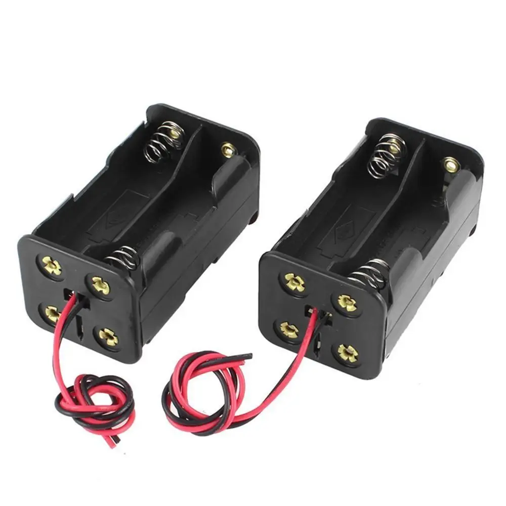 6V Plastic Double-deck Holder Case With Wire Leads Case Box AA Battery Holder Battery Case 4 x AA Battery Back Battery Storage