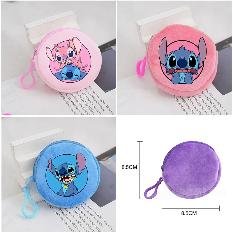 Cute Disney Stitch Coin Purse Kawaii Children's Wallet Mini Round Plush Coin Key Moneybag Decoration lori Candy Gift Storage Bag