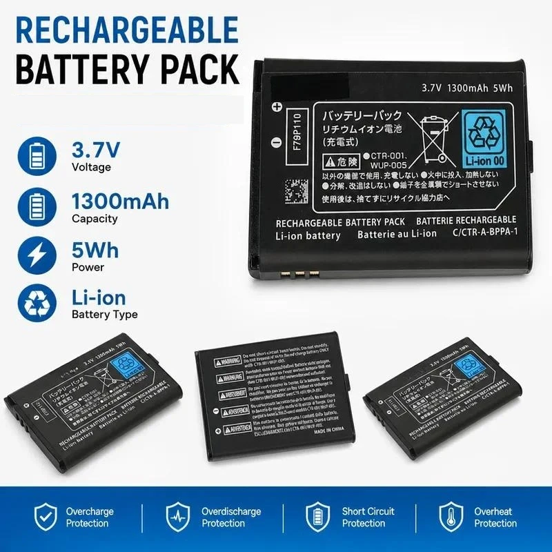100pcsfor Nintendo 3DS 2DS CTR-003 High Quality Switch Pro Controller Universal Battery Replacement for Game Console Accessories