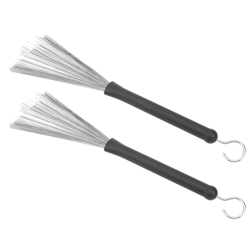 

​2Pcs Rubber Handles Drum Brush​ ​Stainless Steel Wire ​2Pcs ​Retractable Wire Brushes​ Retractable Drum Sticks Brush