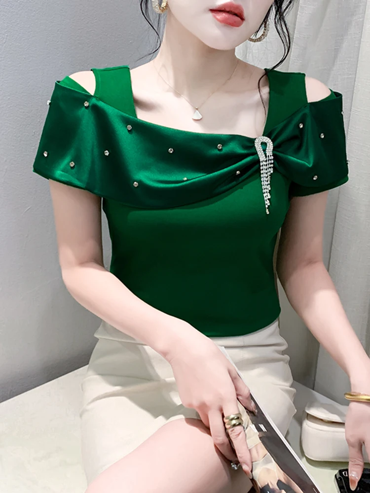 ファッショナブルなワンショルダーワンピース、レディースサマースリムボディワンピース、韓国風通勤ワンピース