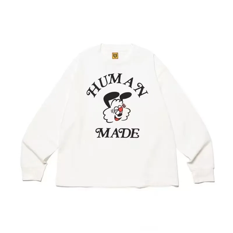 

Человеческая футболка с длинным рукавом, свободная хлопковая футболка с круглым вырезом, унисекс, футболка для пар, молодежная мода, повседневный топ