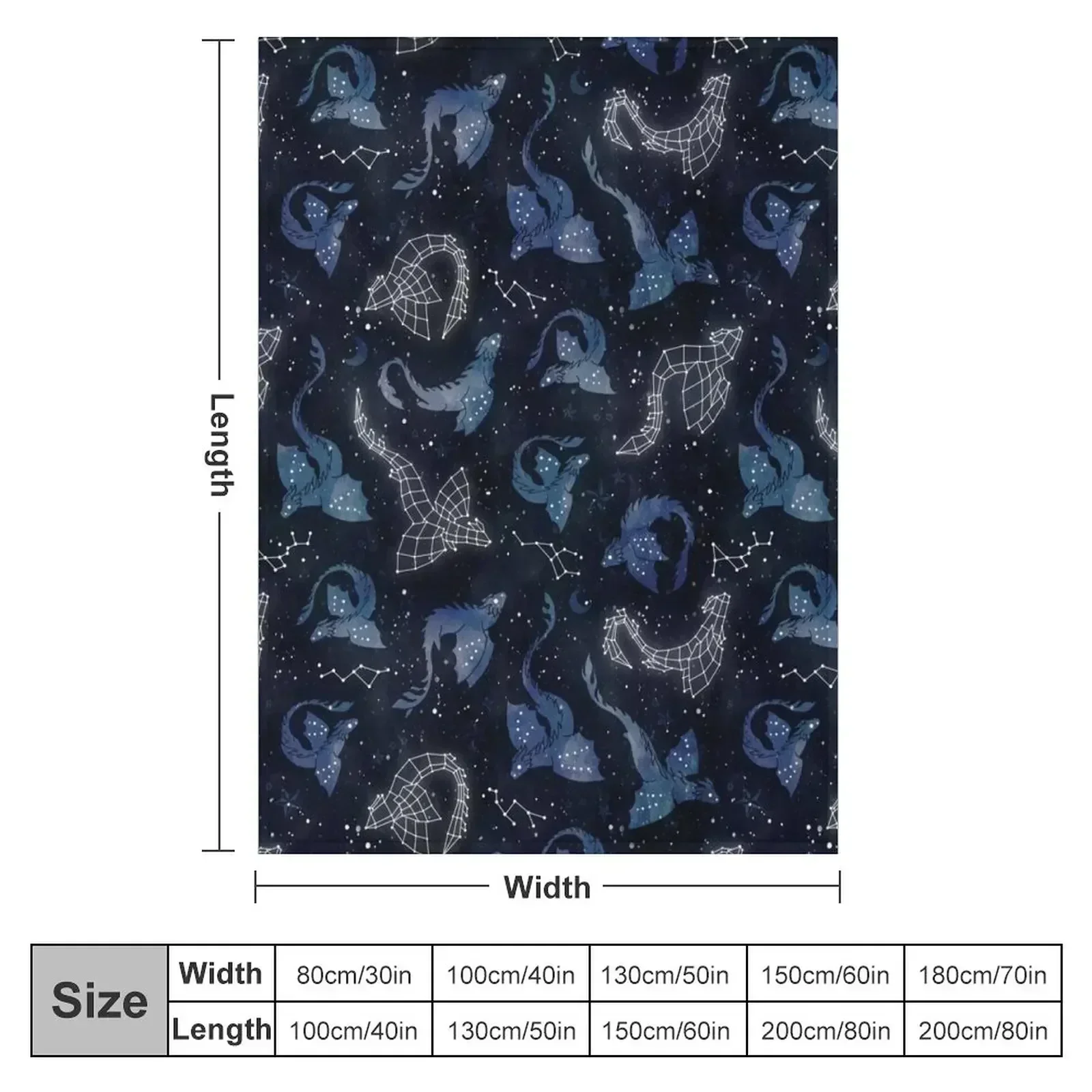 Dragon star constellations Throw Blanket couch cozy soft plush fuzzy picnic outdoor blanket