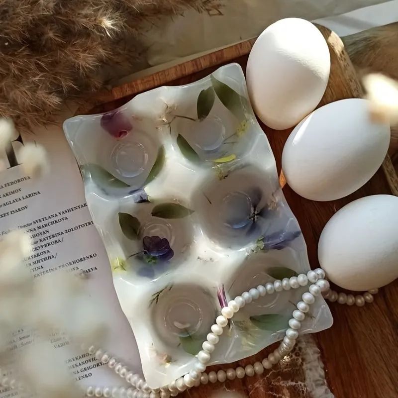 DIY 6-Compartment Egg Holder Tray Epoxy Resin Molds Egg Storage Rack Silicone Mold Egg Holes Holder Container Mould Home