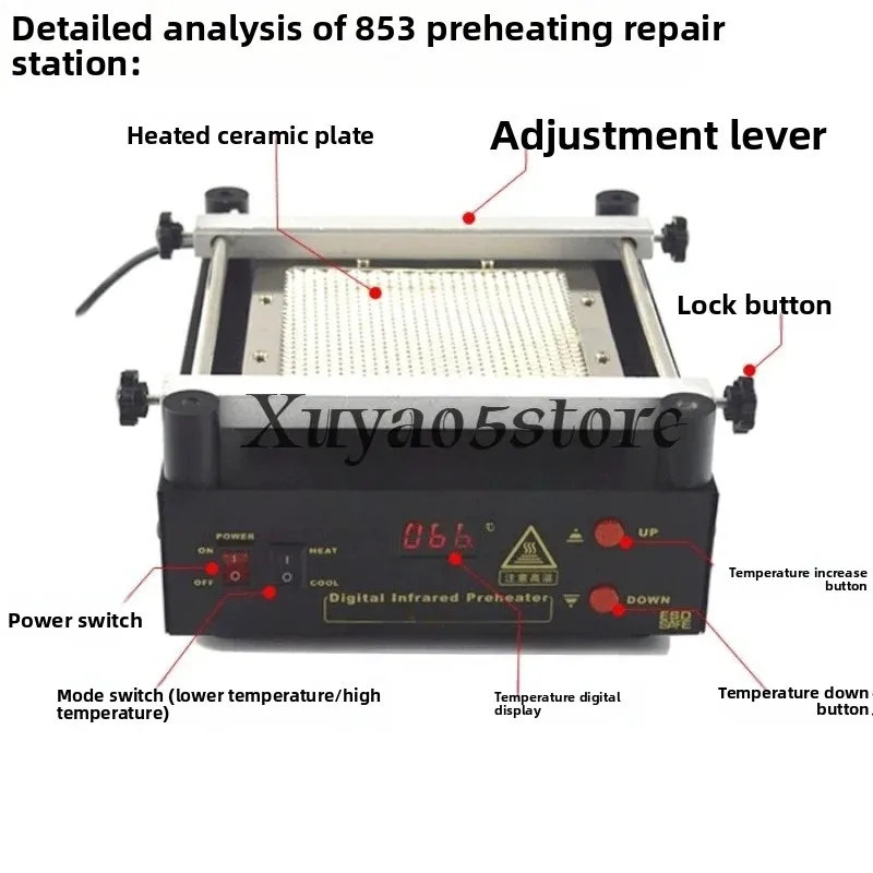 853 Ir Infrared Preheating Station for Repairing The Defroster 220V of The Lead-Free Preheater Plate Tool Kit
