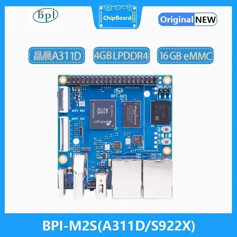 

BPI-M2S SoC Amlogic A311D Or S922X Hexa-core 4GB LPDDR4 RAM 16GB eMMC Video HDMI 2.1 4Kp60 OS Ubuntu Debian Android