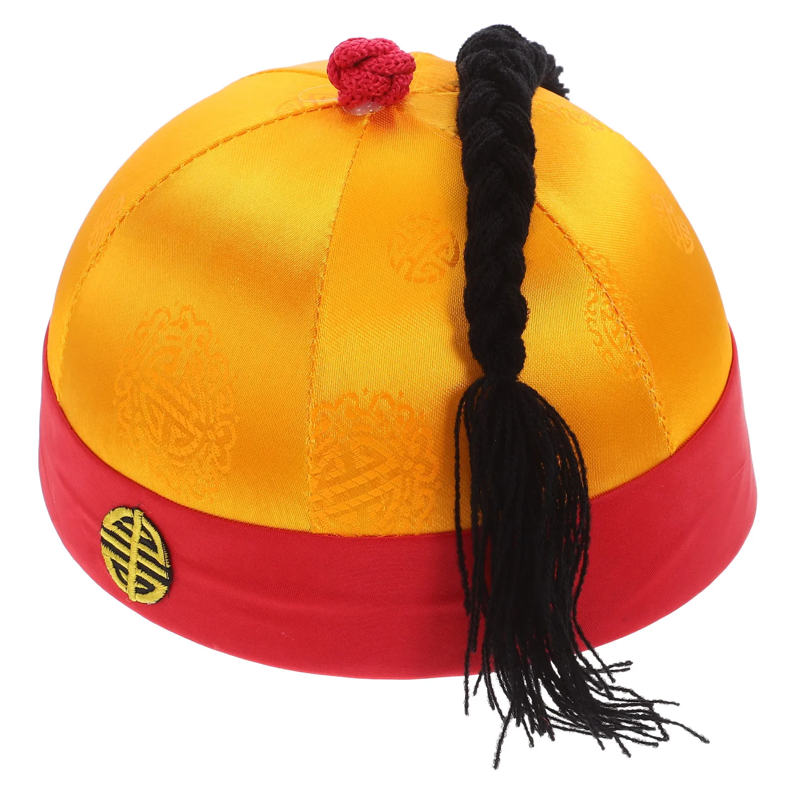 

Ancient Chinese Hat Brocade Cosplay Braids Party Costume Hat Funny Traditional Chinese Style Headwear China Costume