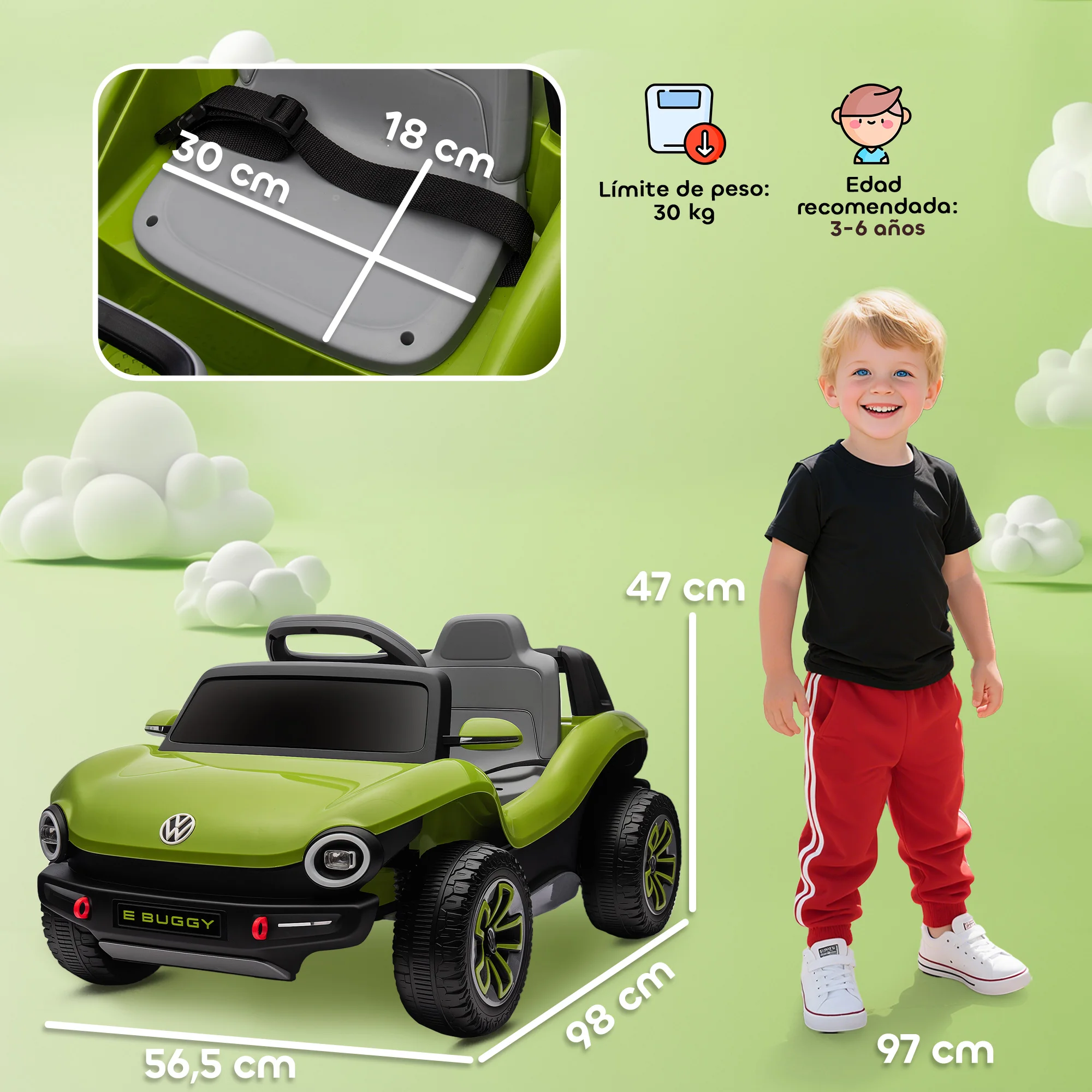 COCHE ELÉCTRICO PARA NIÑOS VOLKSWAGEN ESCARABAJO 12V RC