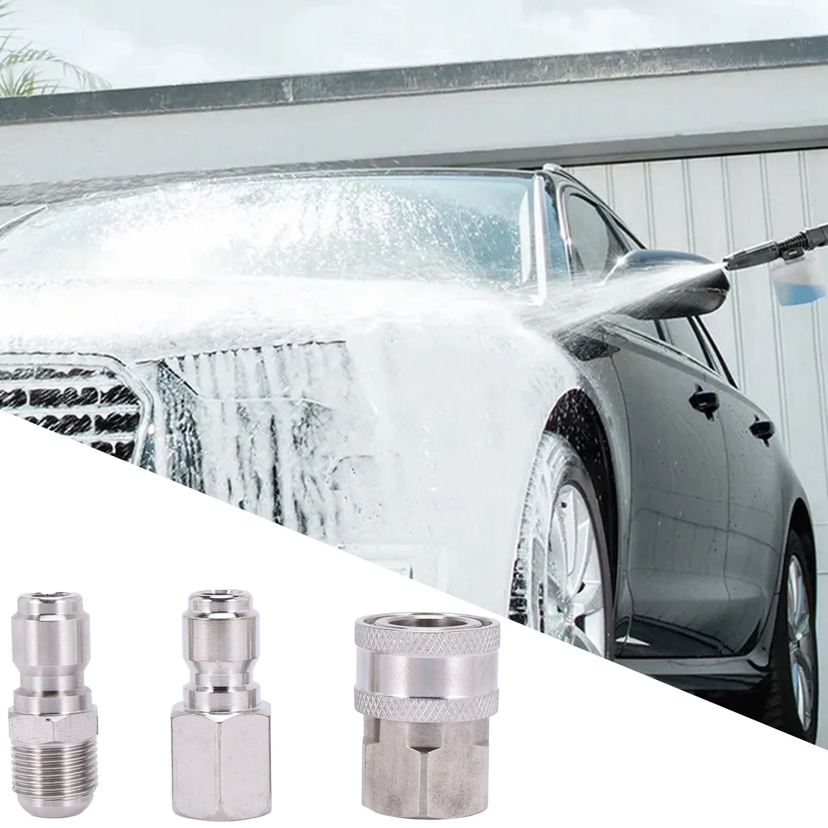 [NEWA08R】 NPT 3/8 Inch Male And Female Quick Connector Kit Pressure Washer Adapter Set And 1 Pieces NPT 3/8 Inch Pressure Washer
