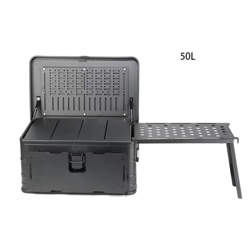 Elite 50L Polished Aluminium Alloy Advanced Frame Stackable Toolbox for Adventure Glamping Vehicle Loading Organization
