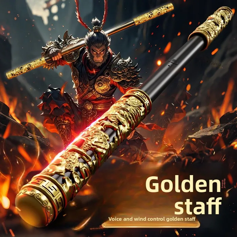 

Sound-Controlled Expandable Glowing Golden Ruler Magic Wand Children's Toy Boy's Monkey King Sword Plaything Joyful Stress Re...