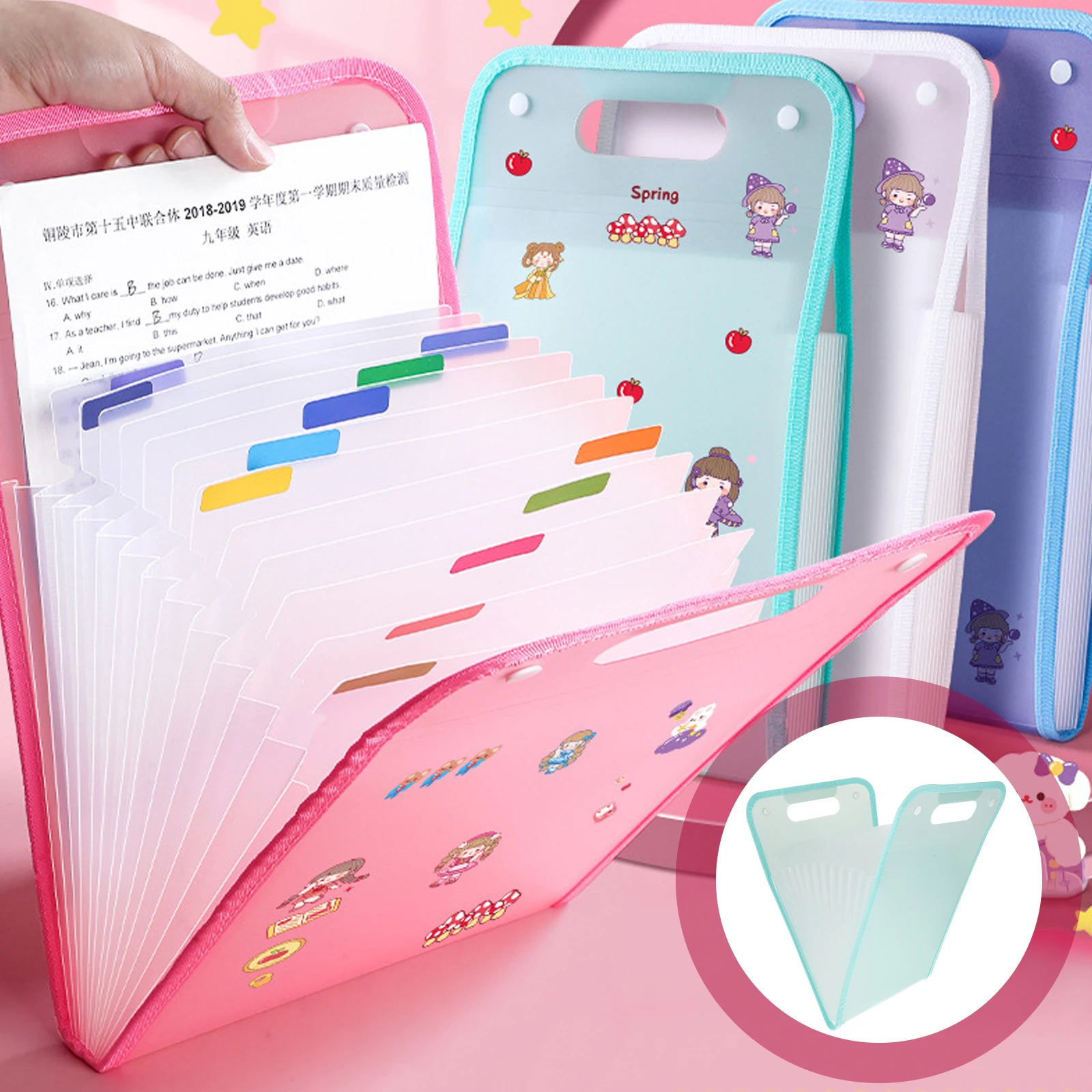 

13 Layers Organizer Document File Bag Pouch Desktop Storage Bag For A4 Documents Portable Multi-Pocket File Box