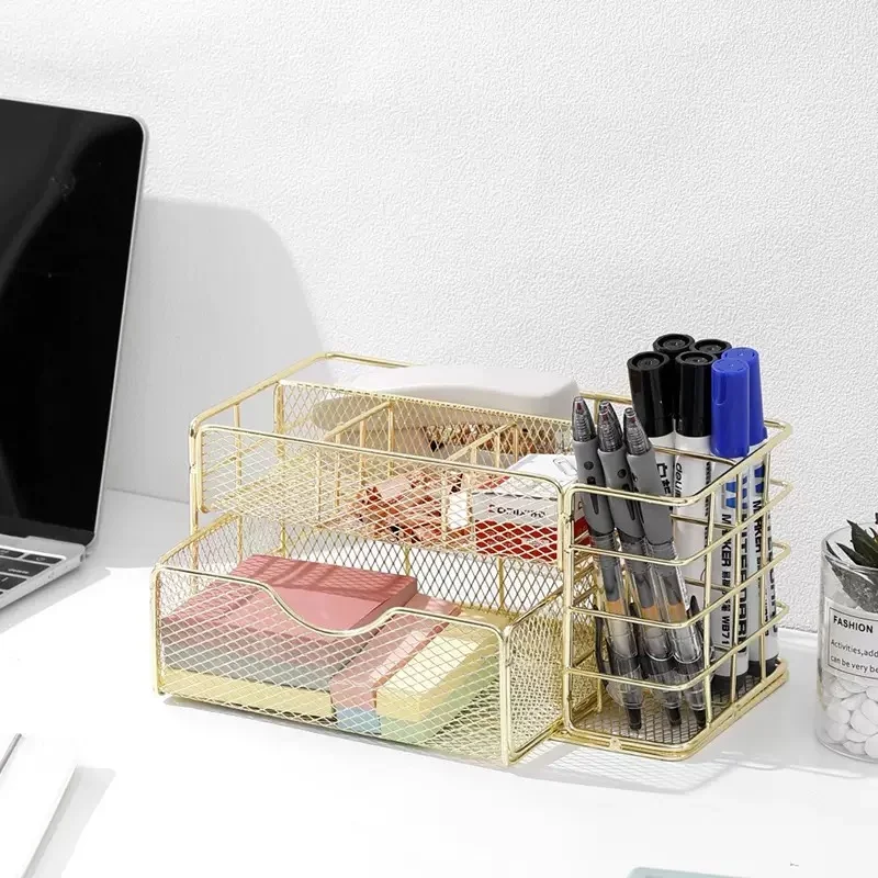 Space-Saving Nordic 3-Tier Metal Drawer Organizer for Office, Stationery, Cosmetics & Files - Stylish Storage Box