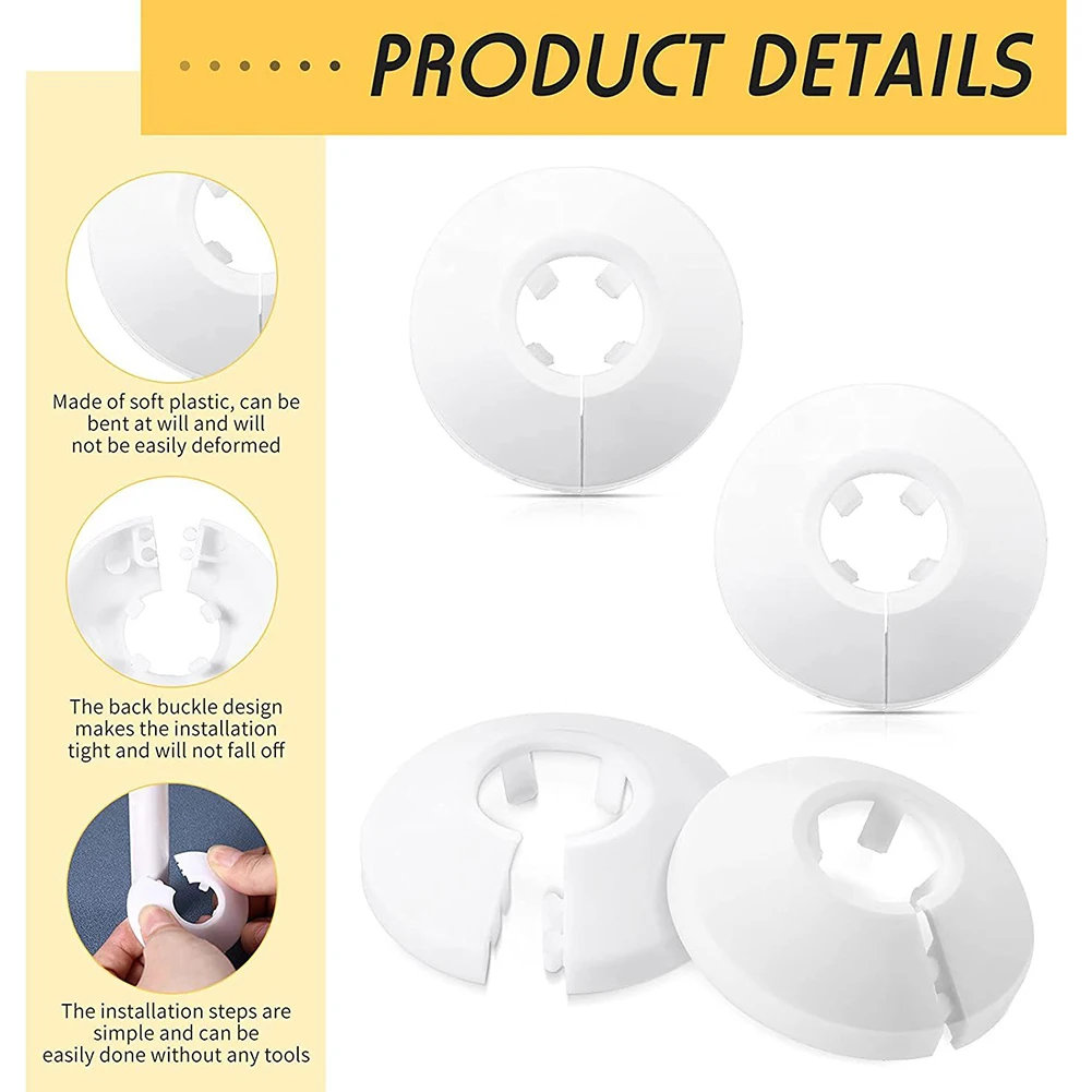4pc 15mm Radiator Pipe Collars Cover Floor Decorative Radiator Plastic Water Pipe Cover Wall Duct Faucet Accessories