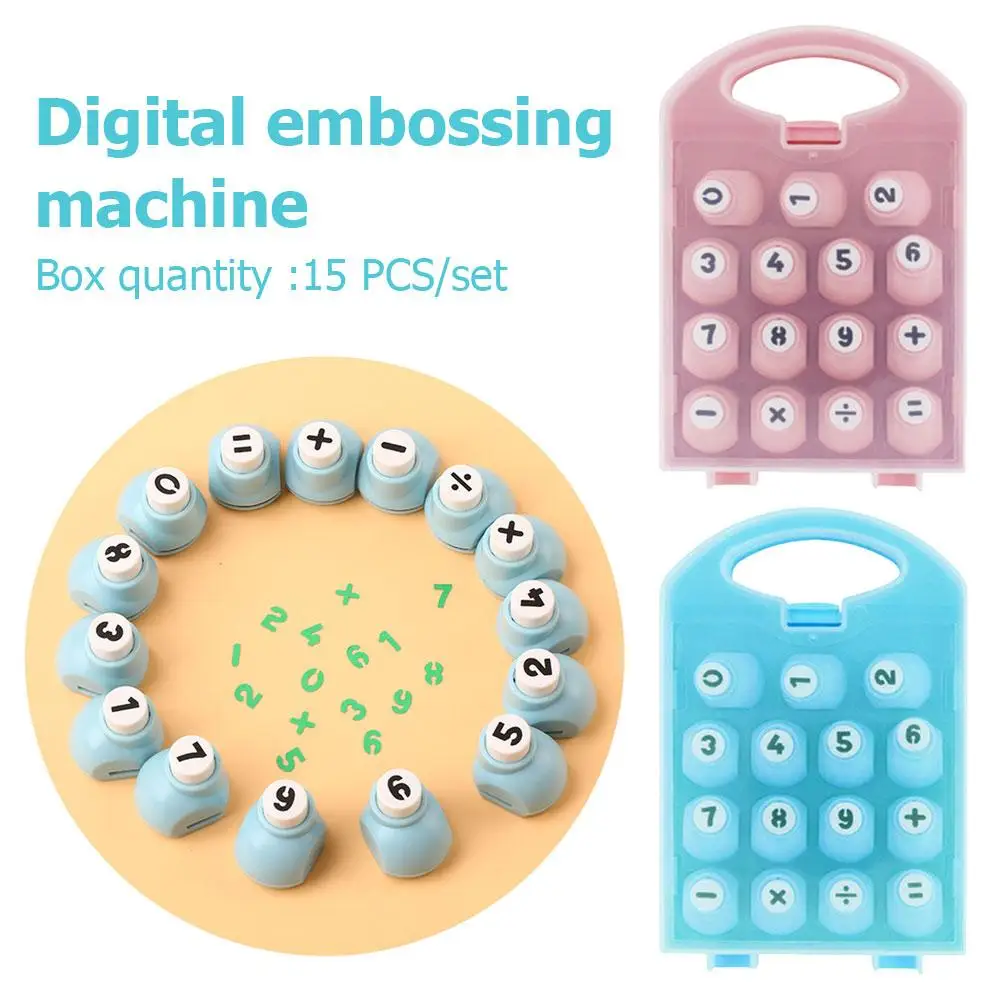 

0-9 Numbers & Math Symbols Punch Set Add Subtract Multiply Divide Equals 15pcs Craft Scrapbooking DIY Student Supplies