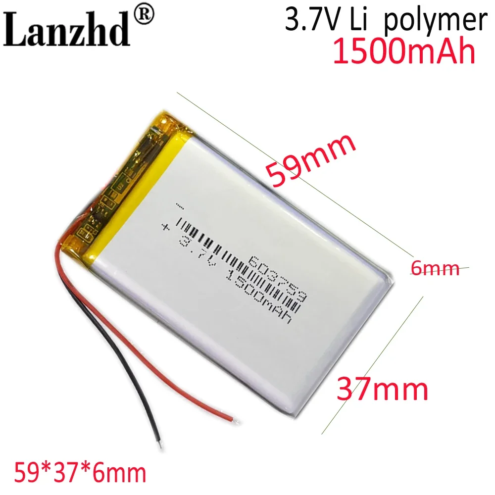 

3.7V 1500mAh 603759 Lithium li ion Battery cells For Dashcam Bluetooth speaker Mp3 MP4 MP5 GPS PSP mobile 553759 554060 633767