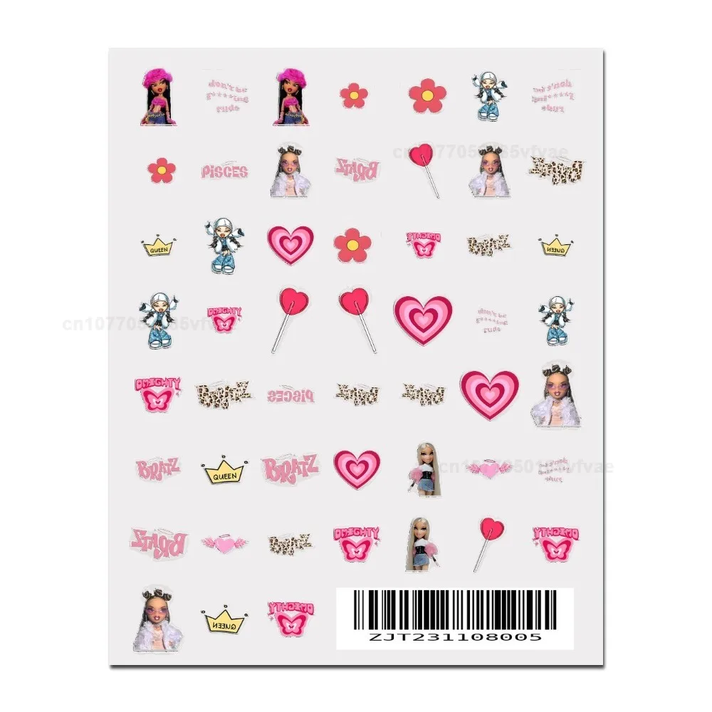 Cartoon Girl B-Bratz Stickers 1PCS New 3D Adhesive Nail Art Sticker Cartoon Nail Art Decal Sticker Nail Parts Manicure