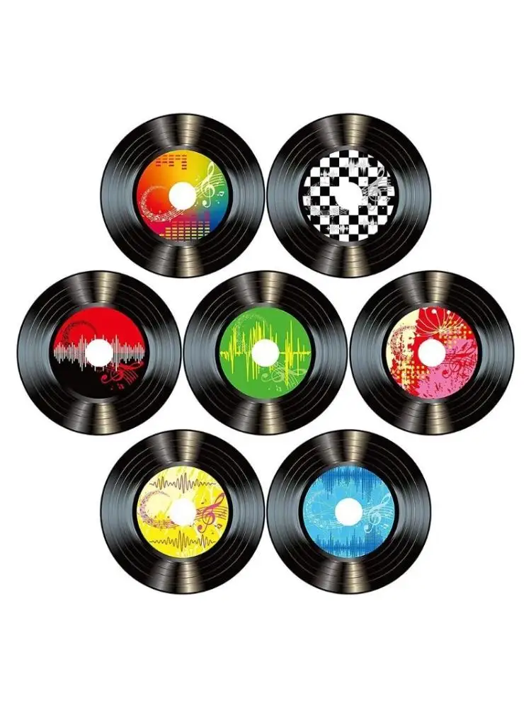Paper Records Fake 20 Pieces in 1 Pack Paper Record Cut-Out Colorful Vintage Records Applicable Party Displays Labels