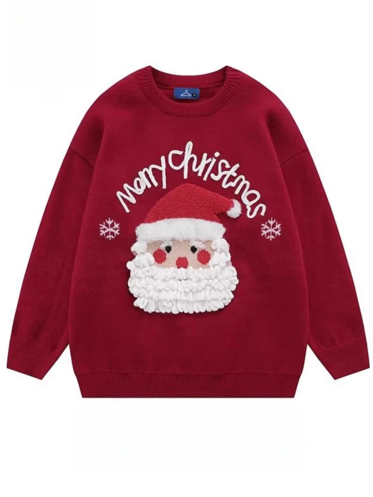 

Christmas Santa Knit Sweater Men Women Merry Christmas Jumper Embroidery Couple Matching Sweater Winter Warm Knit Base Layer