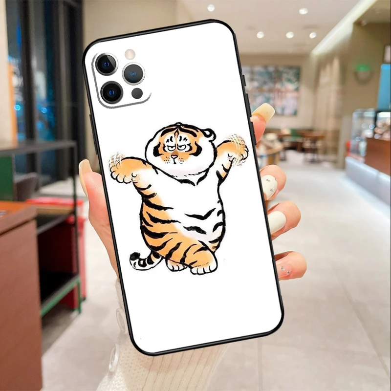 Fat Tiger Funny Phone Case For iPhone 17 Air 16 15 13 11 12 14 Pro Max mini 15 16 Plus 16e Protective Cover #5